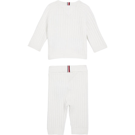 Tommy Hilfiger Bebis Rib Stickad Tröja Set Presentlåda White 2