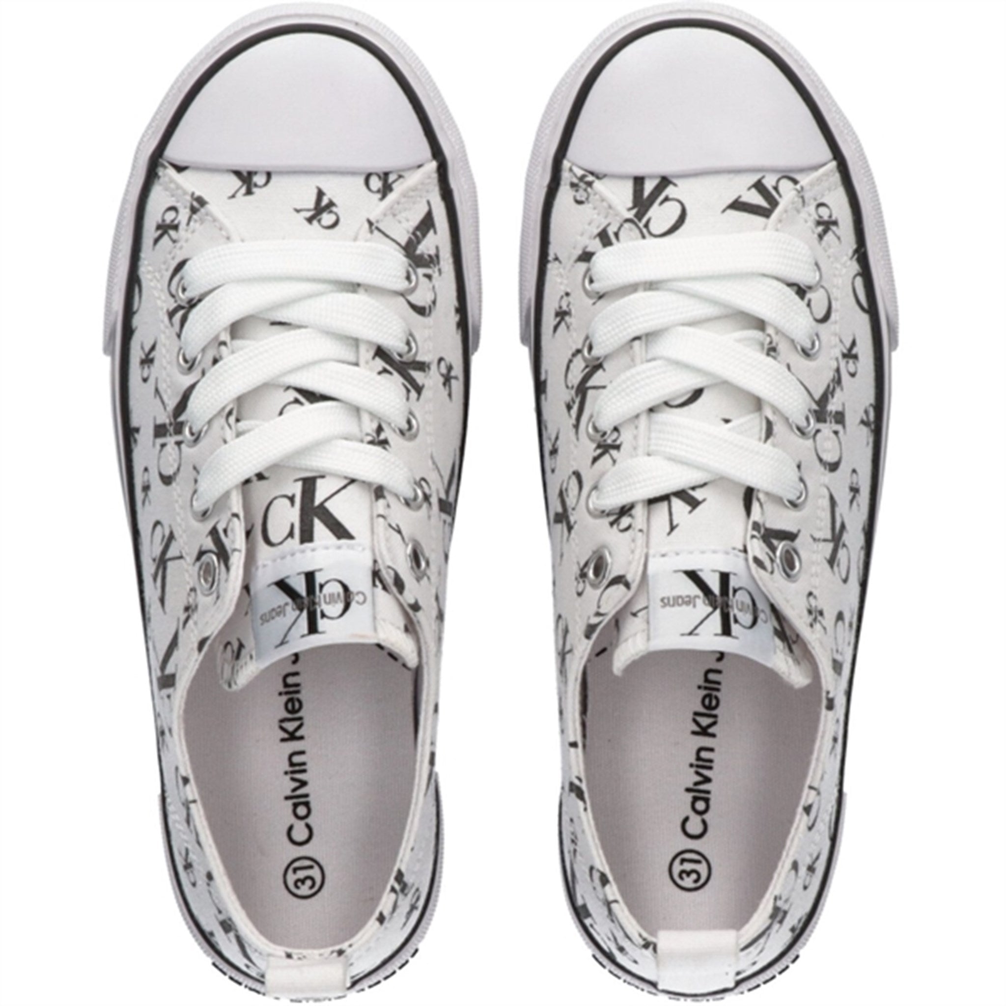 Calvin Klein Logo All Över Low Cut Lace-Up Sneakers White